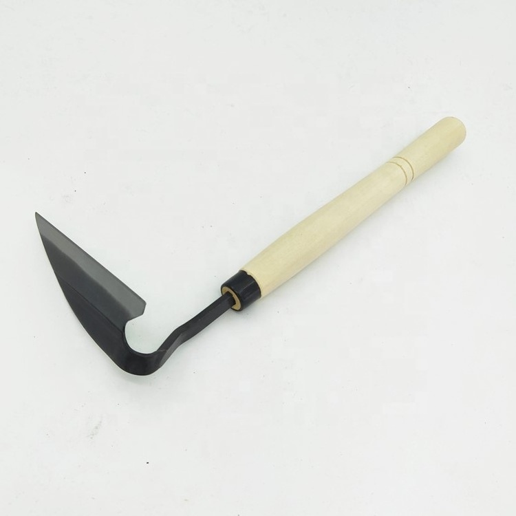 Japanese long wood handle sharp edge weeding bent sickle