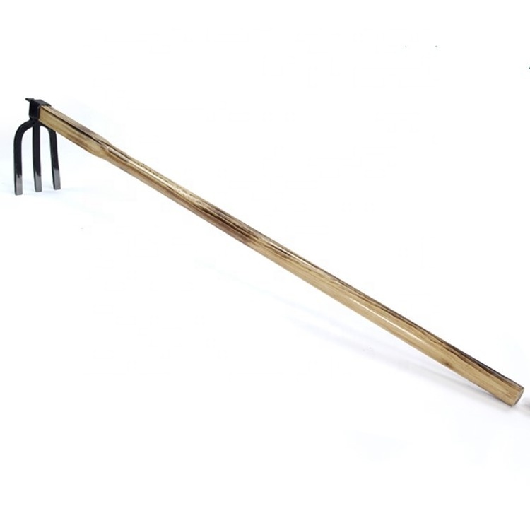 Chinese factory low price garden fork shaped hoe with long wood handle