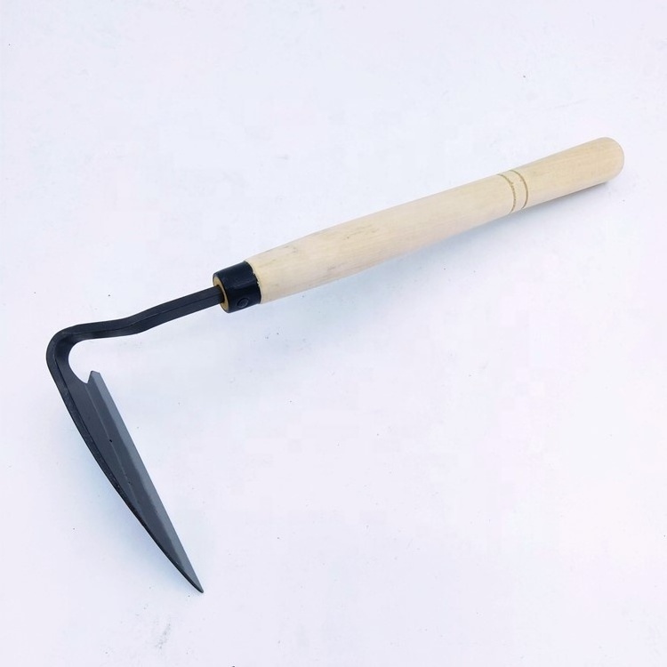 Japanese long wood handle sharp edge weeding bent sickle