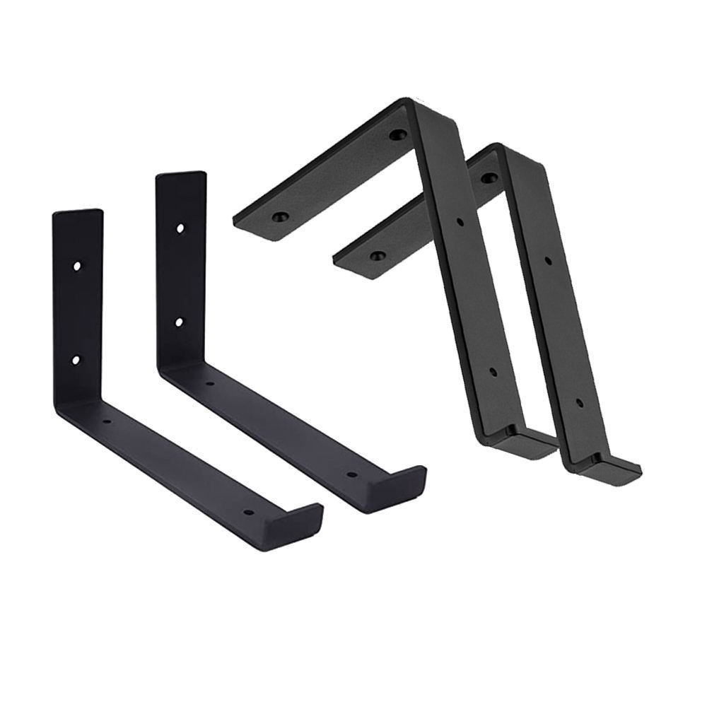 Heavy Duty L Shape Diy Open Shelving Hardware Metal Scaffold Black Wall Floating Bracket