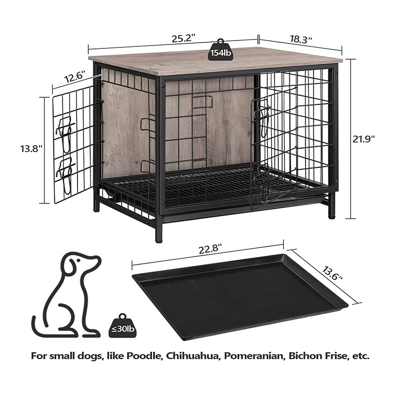 Dog Crate Furniture Wooden Dog Crate End Side Table Dog Kennels With 3 Doors Indoor Decorative Style Mesh Pet Crate For Large