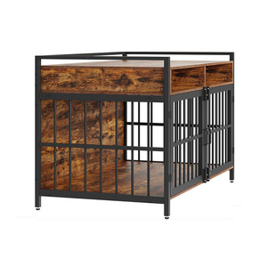 Pet Cage Dog Crate Soft Sliding Door Furniture Style Wood Wooden Wire Home House Indoor Rustic Kennel Dog Crates For Large Dogs