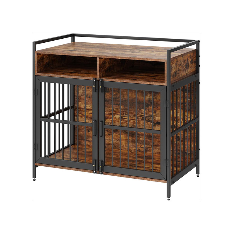 Pet Cage Dog Crate Soft Sliding Door Furniture Style Wood Wooden Wire Home House Indoor Rustic Kennel Dog Crates For Large Dogs