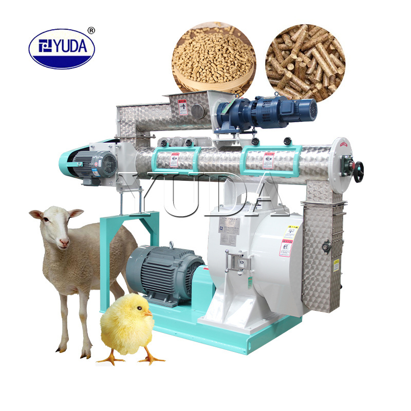 YUDA Factory supply chicken cattle goat animal feed granulator making machine 55kw poultry feed pellet maker mill