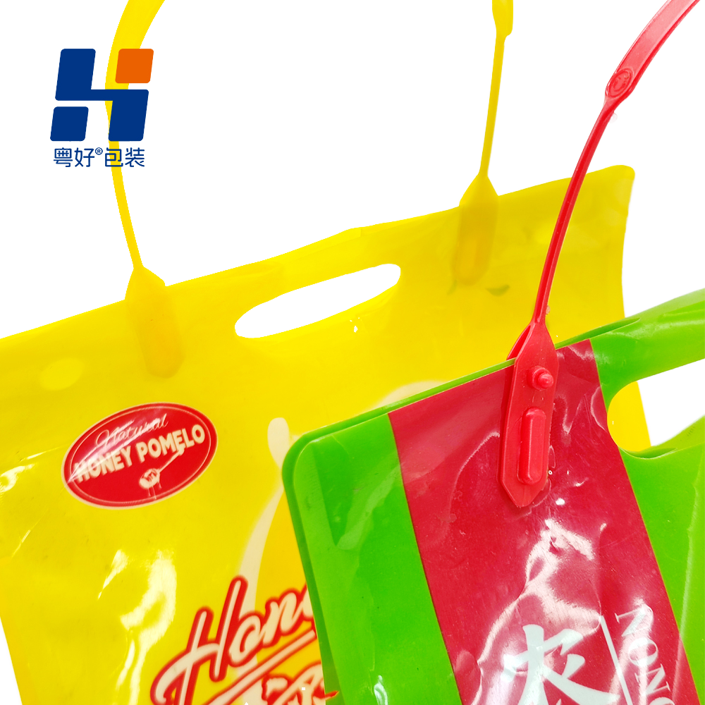 Reusable Plastic Tote Bag Red Flat Bottom Standing Bag With Handle Plastic Bags For Handbags Made In China