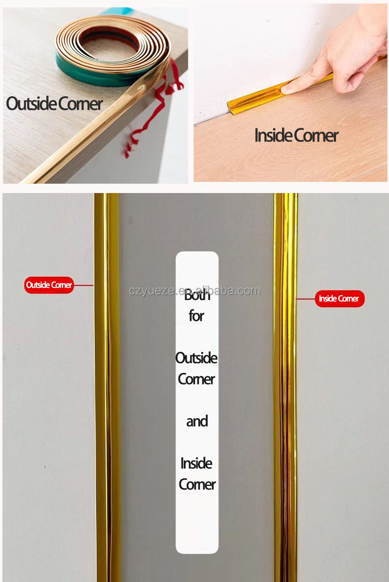 PVC Flexible Peel and Stick Furniture Decorative Plastic Brass Strips Picture Frame Corner Protectors