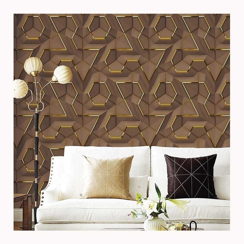 Interior 3D Geometric Wallpapers/wall Coating PVC Black and Gold Wallpaper