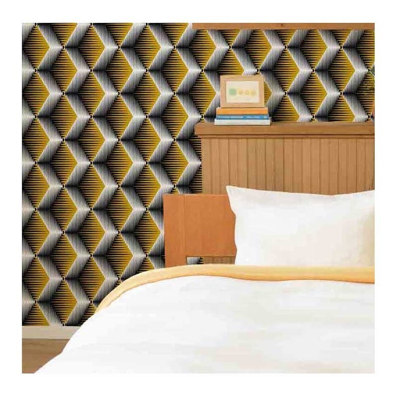 5D Modern Yellow And Black Diamond Design Ktv Commercial Decorative Vinyl Wall Covering Pvc Wallpaper