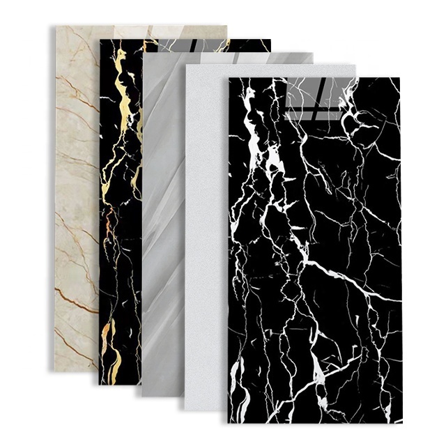 Wall Glossy Foam Tile Peel And Stick Tile Waterproof Black And White For Bathroom