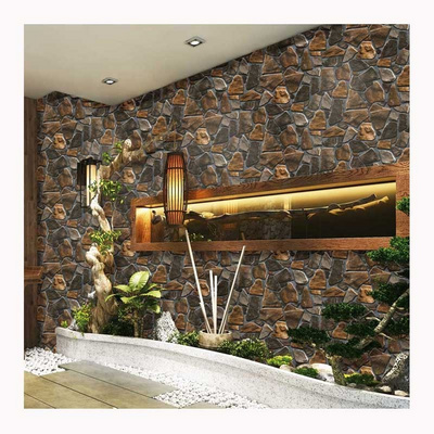 Wall Paper Home Decoration Vinyl Wallpaper 3D Rock Design Barber Shop PVC Modern Hotel Waterproof Wall Sticker 20 Rolls/carton