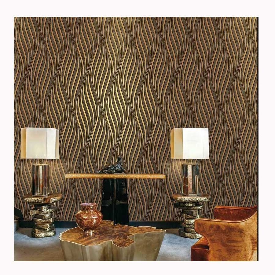 Best Popular 3D Wave Stripe Design Living Room Vinyl Wall Paper Home Decoration Wallpaper