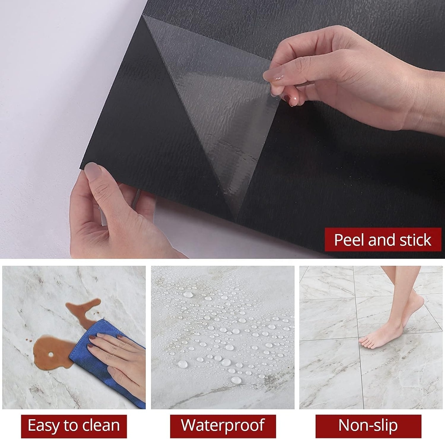 Floor Tile Waterproof Luxury Vinyl Flooring Tile Floor Sticker Self Adhesive Peel and Stick Marble Jiangsu Smooth Modern Indoor