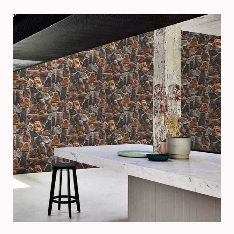 Waterproof 3D Artificial Stone Vinyl Wallpaper for Bedroom Walls Decoration