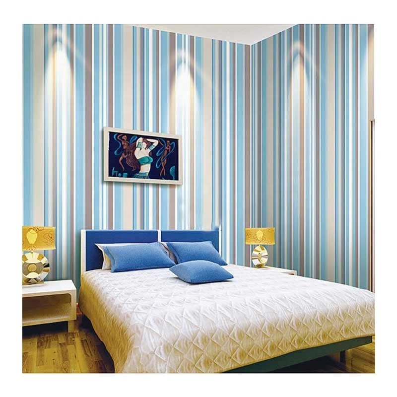 Childrens' room pink and blue striped vinyl wallpaper pvc wall covering home decoration