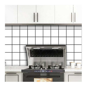 Peel and Stick 3D Black and White Plaid Kitchen Wallpaper Sticker Waterproof Cabinet Fireplace Laundry Room Wallpaper Sticker