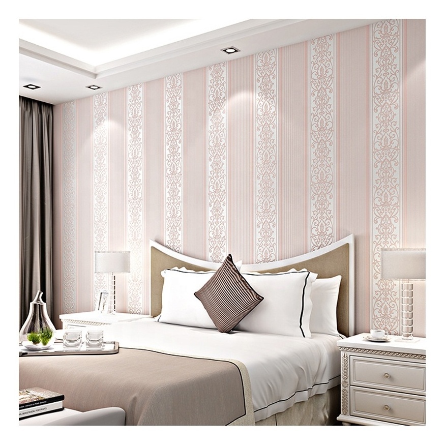 Pink Damask Non-Woven Wallpaper for Girls Room