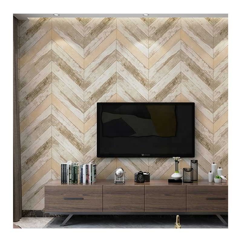 Classic fireproof  wood design wallpaper 3d wood effect for bedroom decoration