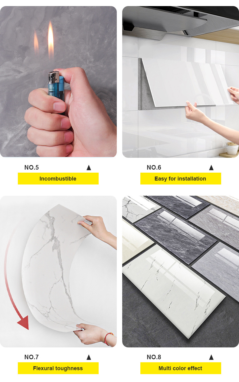 Marble Tile Wall Decorative Sticker Tiles Peel and Stick Self Adhesive 3D Bathroom Modern Waterproof Decorative