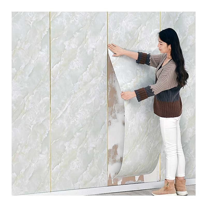 Peel and Stick Foam Wallpaper Roll Marble 3D Waterproof Self-adhesive Tile for Interior Living Room Wall Decor Wallpaper Sticker