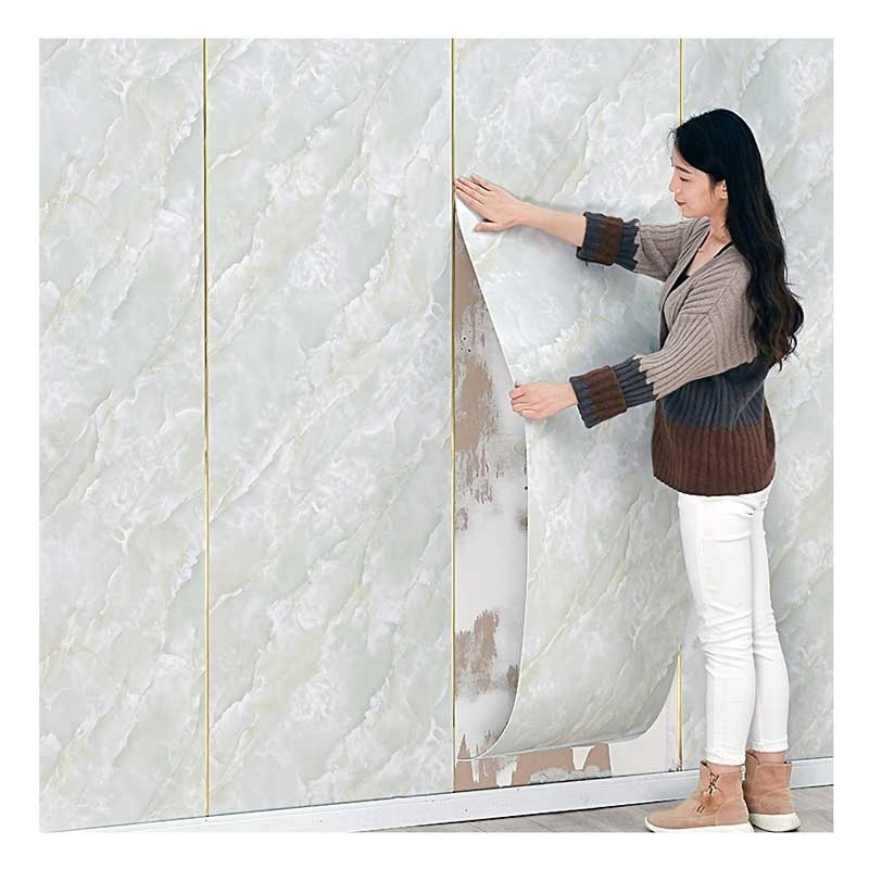 Peel and Stick Waterproof White Marble Pattern 3D PET Foam Rolls Mural Living Room Home Decoration Wallpaper Sticker