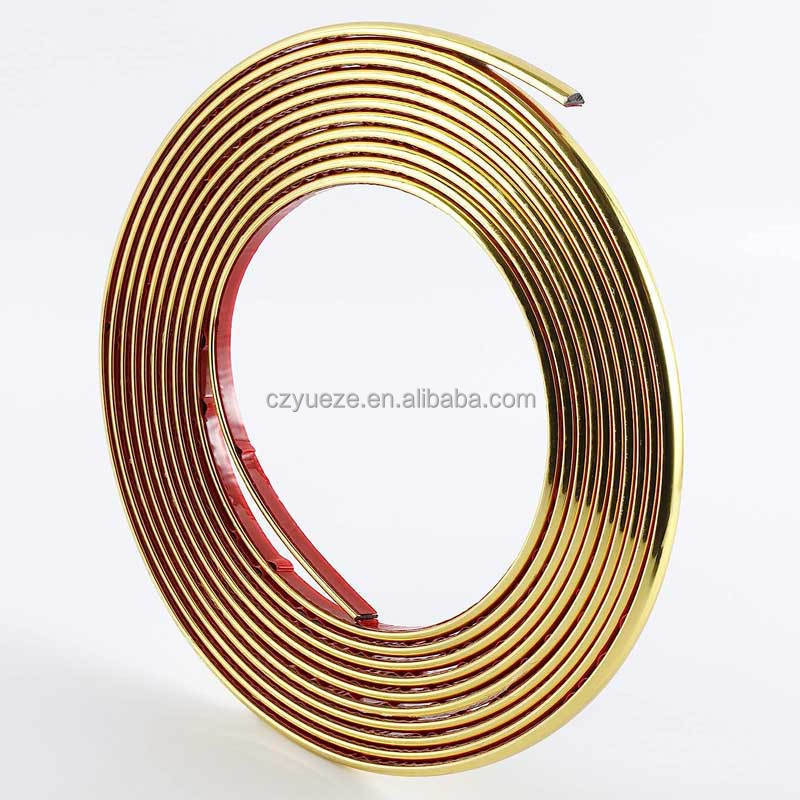 Golden Aluminium Design Plastic Tile Trim Strip Wall decoration Strip for Floor, Ceiling, Cabinet and Auto Trim