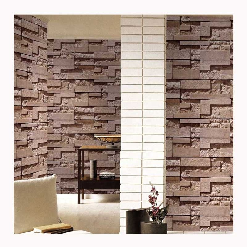 Waterproof 3D Artificial Stone Vinyl Wallpaper for Bedroom Walls Decoration