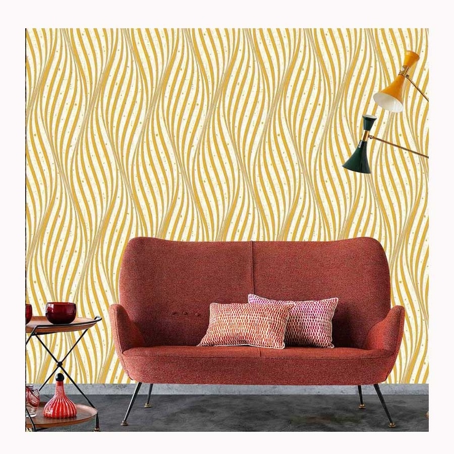 Best Popular 3D Wave Stripe Design Living Room Vinyl Wall Paper Home Decoration Wallpaper