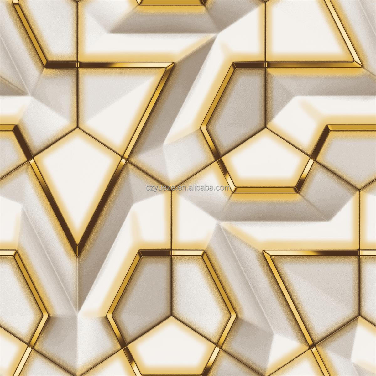 Interior 3D Geometric Wallpapers/wall Coating PVC Black and Gold Wallpaper