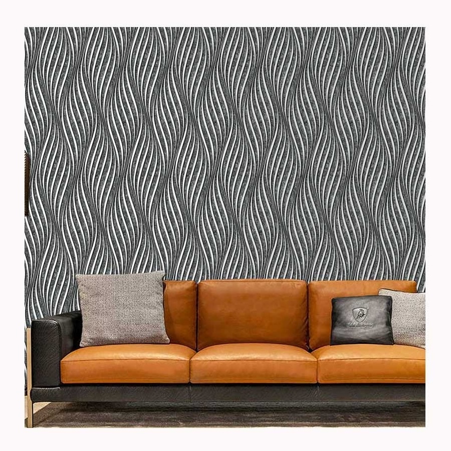 Best Popular 3D Wave Stripe Design Living Room Vinyl Wall Paper Home Decoration Wallpaper