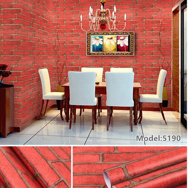 High Quality Self-Adhesive PVC Wallcovering Roll Modern Brick Pattern Wallpaper for Home & Bedroom Wholesale Waterproof Design