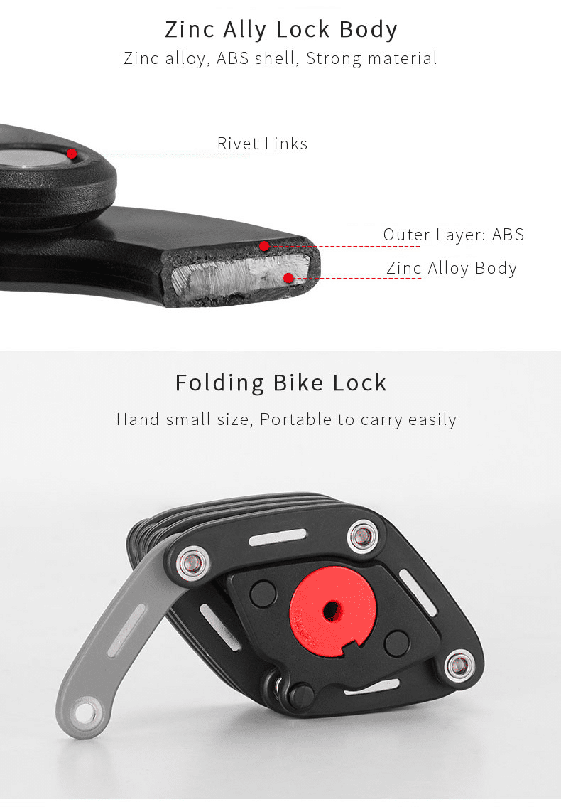 High Quality New Foldable Scooter Bike Lock With 2 Keys Strong Security Anti-theft Bicycle Lock