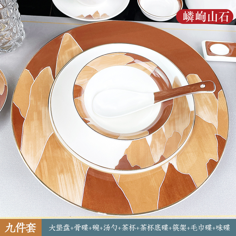 Ceramic Dinner Plates Set Dishes Plates Wholesale Fine Bone China Dinnerware Set High Quality Gold Rim Bone China Tableware