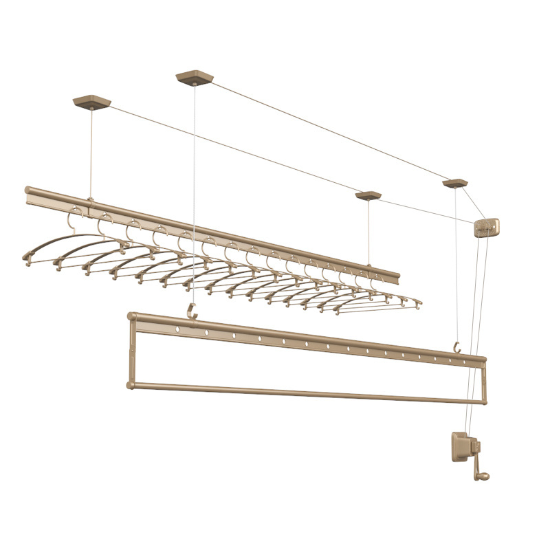 High Quality Three Pole Hand Operated Lift Balcony Ceiling Clothes Drying Rack Hanger