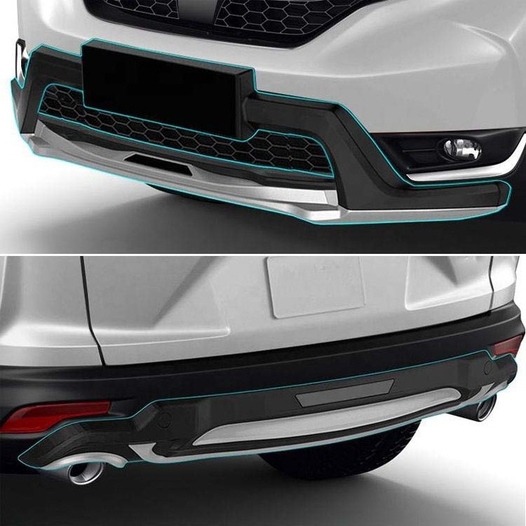 Running Board Carbon Fiber Lip Spoiler Front Bumper Chrome Stripe Lower For Honda CRV's 2017+