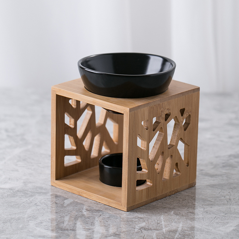 YUANWANG Scented Candle Warmer Incense Burner Custom Ceramic Essential Oil Burner With  Wooden For Home Office