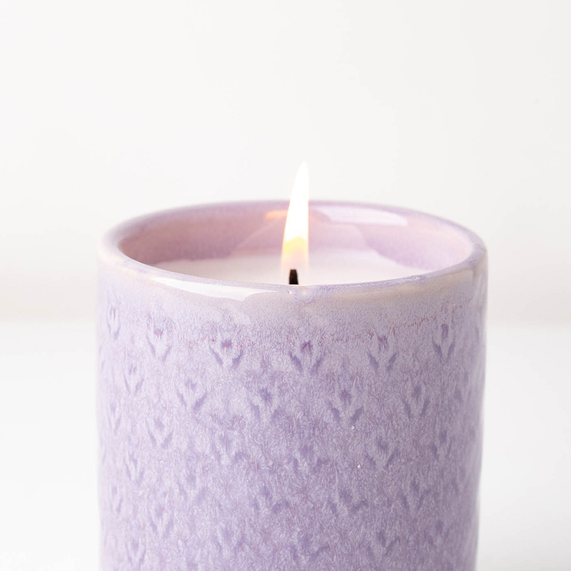 YUANWANG Pot Bougie Empty Ceramic Candle Jar Sublimation Embossment Pattern Glazed Porcelain Empty Candle Jar