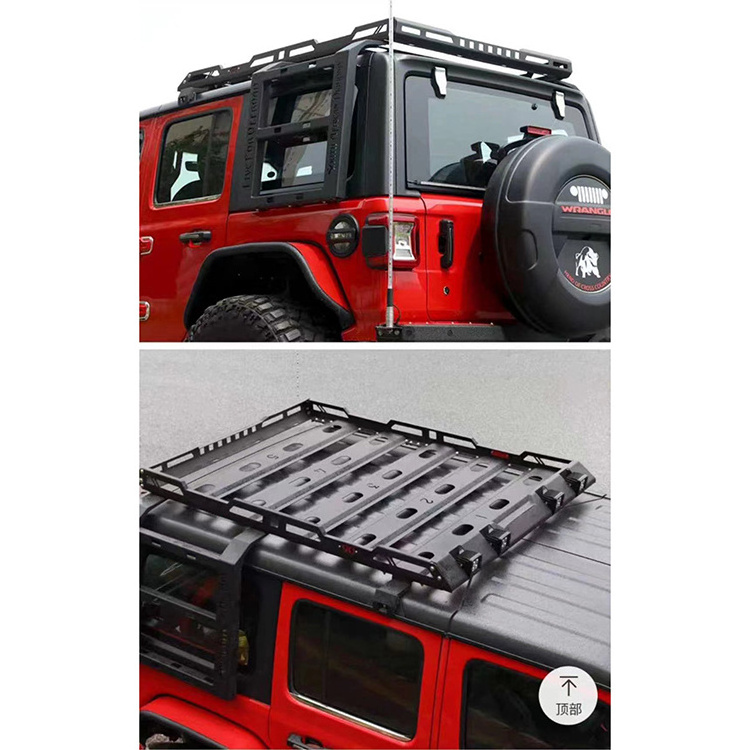 Wrangler JEEP,JEEP Luggage Roof Rack Factory Directly Sell Aluminum JL Black JK Carton Yz 2 Pcs with 4 Light for Jeep Wrangle