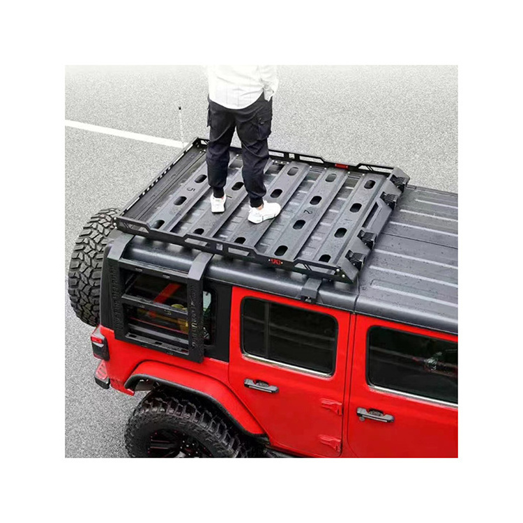 Wrangler JEEP,JEEP Luggage Roof Rack Factory Directly Sell Aluminum JL Black JK Carton Yz 2 Pcs with 4 Light for Jeep Wrangle