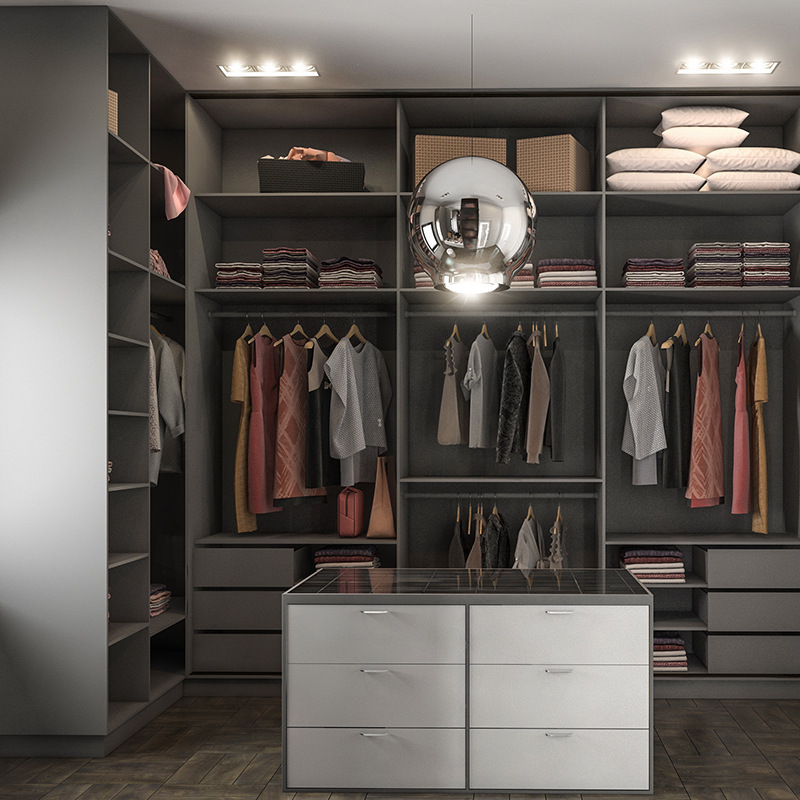 Wardrobe household bedroom double door simple modern storage cabinet minimalist glass door large wardrobe combination