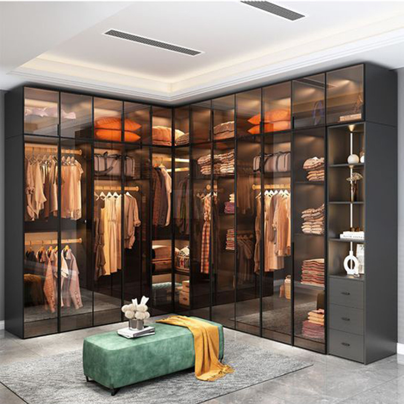 latest beautiful high end black glass modular inside wardrobe closet armoire with study table designs for the bedroom