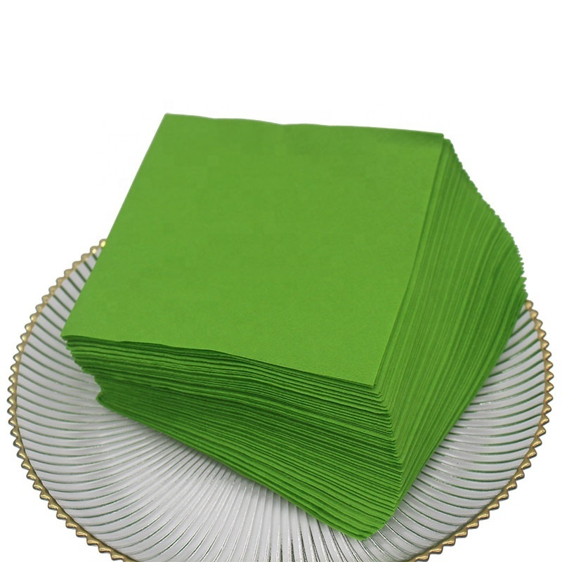 Hot Luxury Sale Green Guest Napkin Disposable Paper Napkin Pure Customized Logo Paper Towel for Wedding