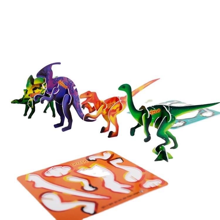 Wholesale cardboard 3d puzzle animal plastic 3d puzzle dinosaur toys