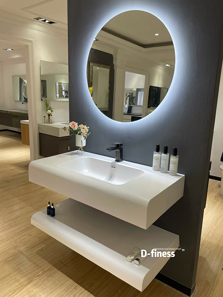 easy clean dupont corians solid surface sink single basin wall  hung marble wash basin artificial stone bathroom sink