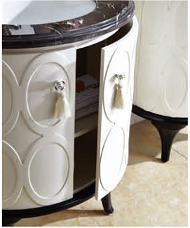 Half round shape bathroom corner cabinet vanity with 2 legs