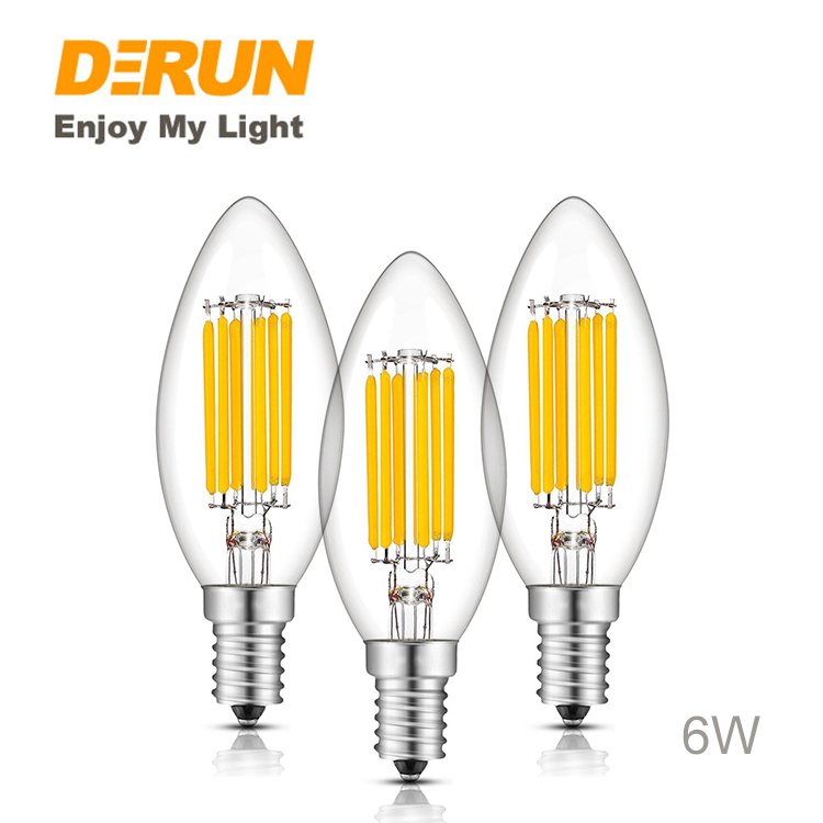 Dimmable C35 LED Filamen Bulb 2W 4W 5W 6W E27 E14 B22 220V 2200K 2700K 3000K LED Candle Filament Light , FMT-C35