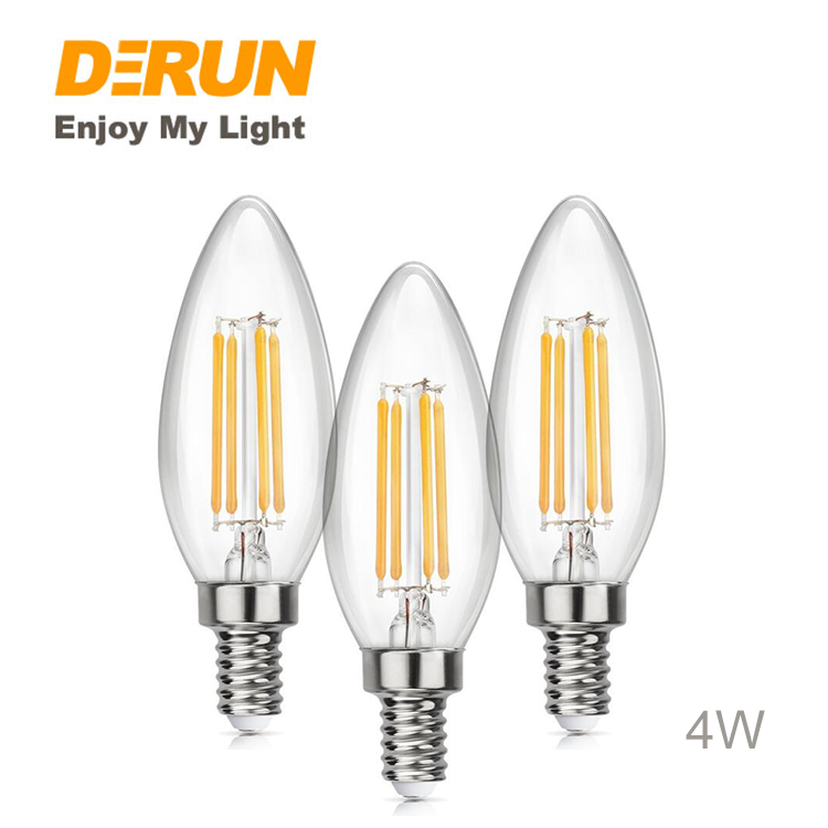 Dimmable C35 LED Filamen Bulb 2W 4W 5W 6W E27 E14 B22 220V 2200K 2700K 3000K LED Candle Filament Light , FMT-C35