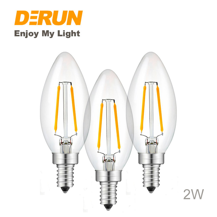 Dimmable C35 LED Filamen Bulb 2W 4W 5W 6W E27 E14 B22 220V 2200K 2700K 3000K LED Candle Filament Light , FMT-C35