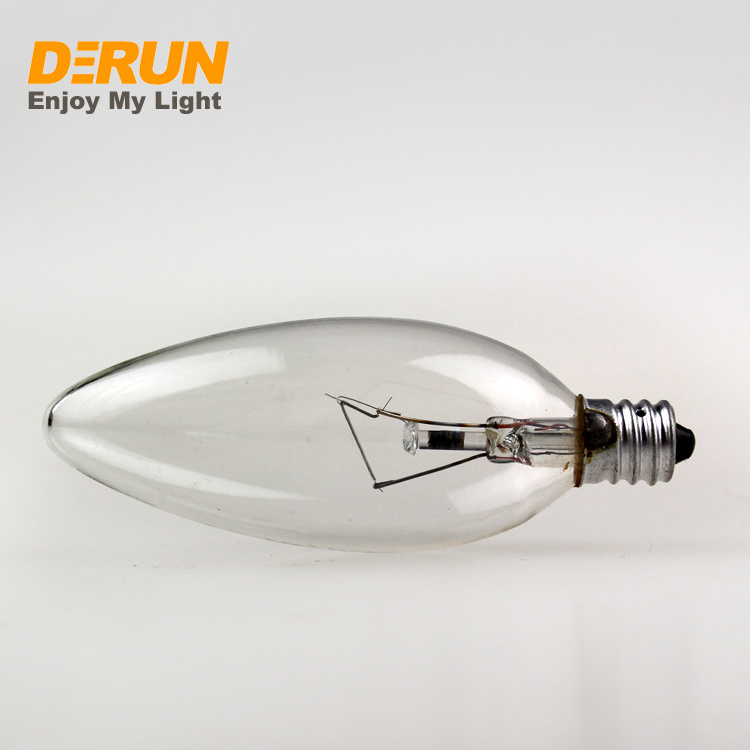 Candle Shape Clear Soft White 40W 60W  E12 Candelabra Base C32 Chandelier Tungsten Filament Incandescent Lamp , INC-C32