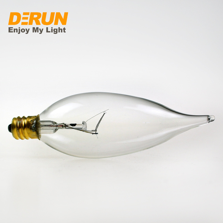 Candle Shape Clear Soft White 40W 60W  E12 Candelabra Base C32 Chandelier Tungsten Filament Incandescent Lamp , INC-C32