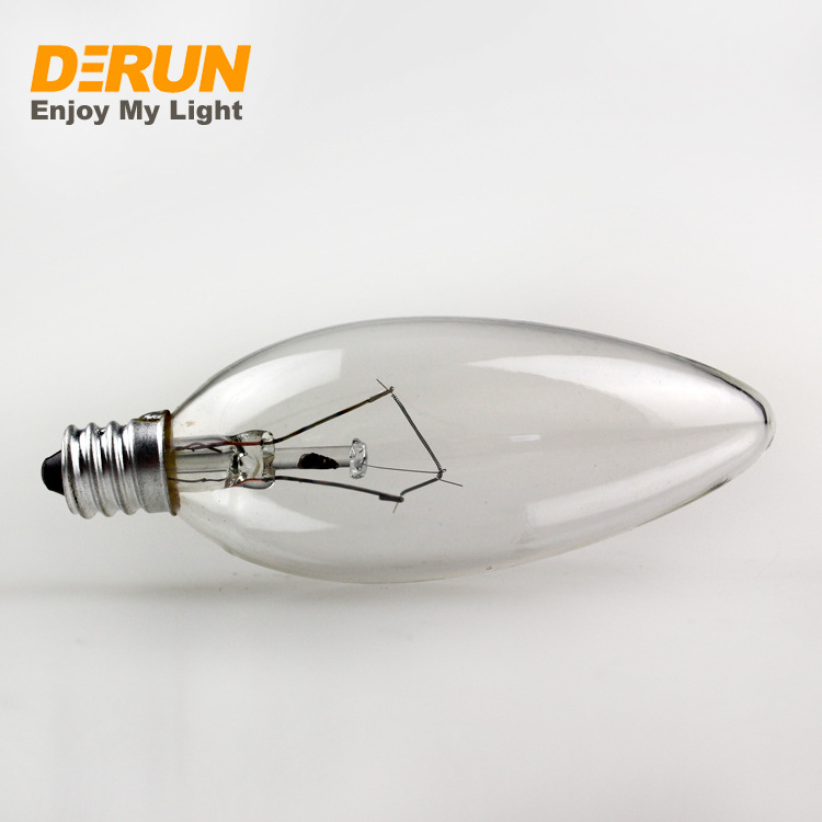 Candle Shape Clear Soft White 40W 60W  E12 Candelabra Base C32 Chandelier Tungsten Filament Incandescent Lamp , INC-C32